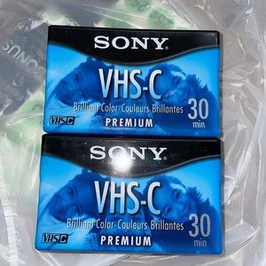 Sealed Pack Of 2 Blank Sony VHS-C Premium 30 min Cassette TC-30VHGL